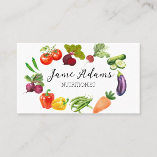 Artistic Watercolor Vegetables Business Card