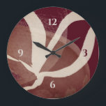 Artistic Watercolor | Wine Chestnut & Cream Large Clock<br><div class="desc">Modern artistic clock features a unique artistic design in a burgundy wine color palette with chestnut brown, rose beige and creamy ivory accents. Inspired by nature, this abstract composition is built on combinations of repeated abstract shapes and design elements which are overlapped on a wine colored background, forming an interesting...</div>