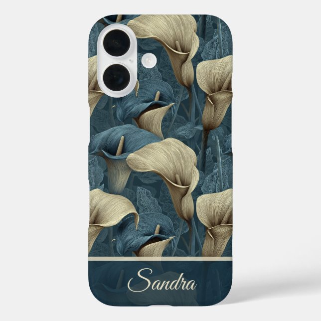 Artistic Wedding Gift Calla Lilies Flower Name Case-Mate iPhone Case (Back)