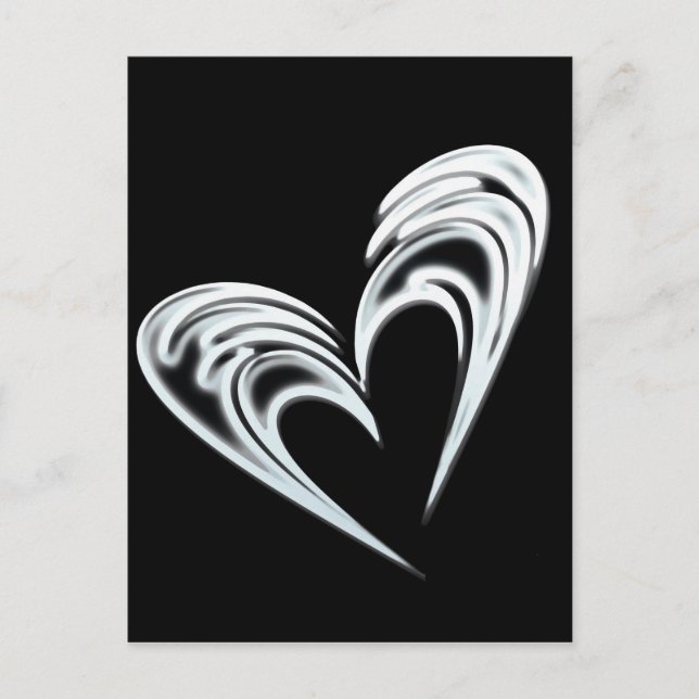 Artistic white heart on black background postcard (Front)