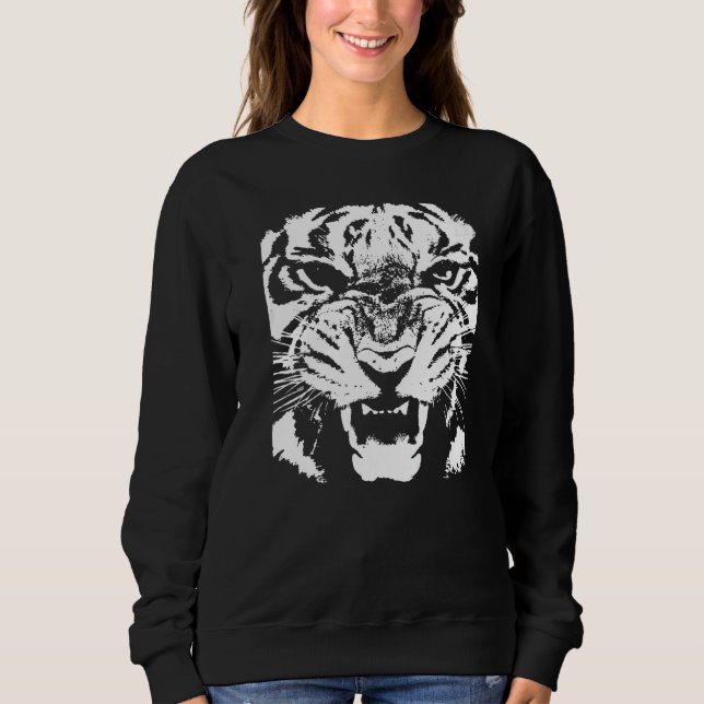 Artistic White Tiger Face Vector Sweatshirt (Front)