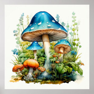 Artistic Wild Psychedelic Mushroom Illustration Poster