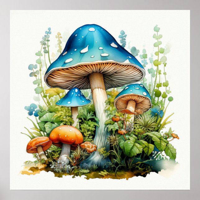 Artistic Wild Psychedelic Mushroom Illustration Poster (Front)