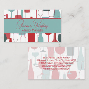 Artistic Wine Bottles and Glass Business Card