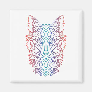 Artistic wolf face magnet