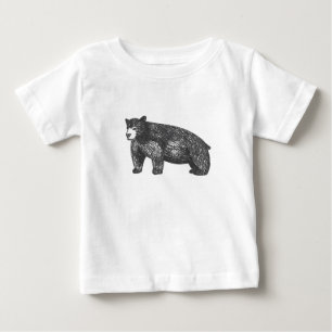 Artistic Woodland Black Bear Baby T-Shirt