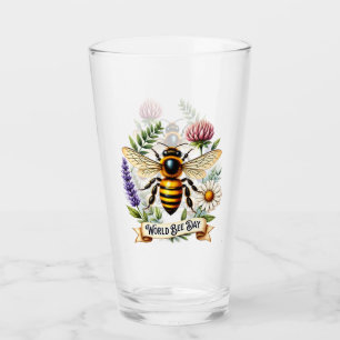 Artistic World Bee Day Illustration with Honeybee Glass