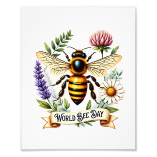 Artistic World Bee Day Illustration with Honeybee  Photo Print