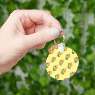 Artistic Zinnia Wildflower Flower Keychain