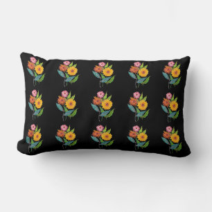 Artistic Zinnia Wildflower Flower Lumbar Pillow