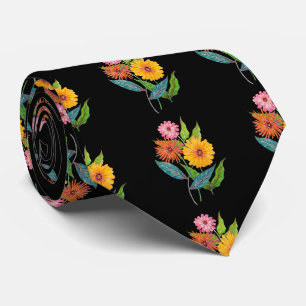 Artistic Zinnia Wildflower Flower Tie