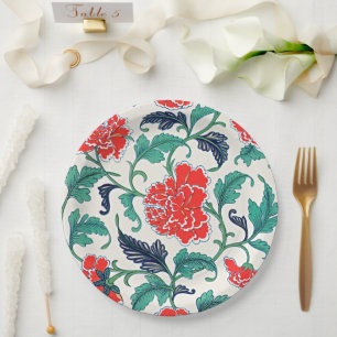 ArtisticBloom's Elegant Red Floral Vintage Paper Plate