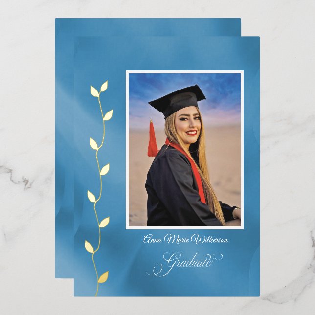 Artistry Blue High School Graduation announcement (Front/Back)