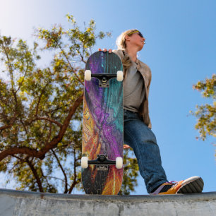 Artistry on Wheels - Vibrant Abstract Mosaic Skateboard