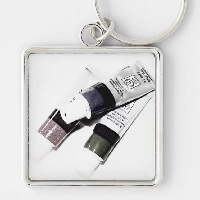Artist's Acrylic Paint Tubes Picture Keychain (Front)