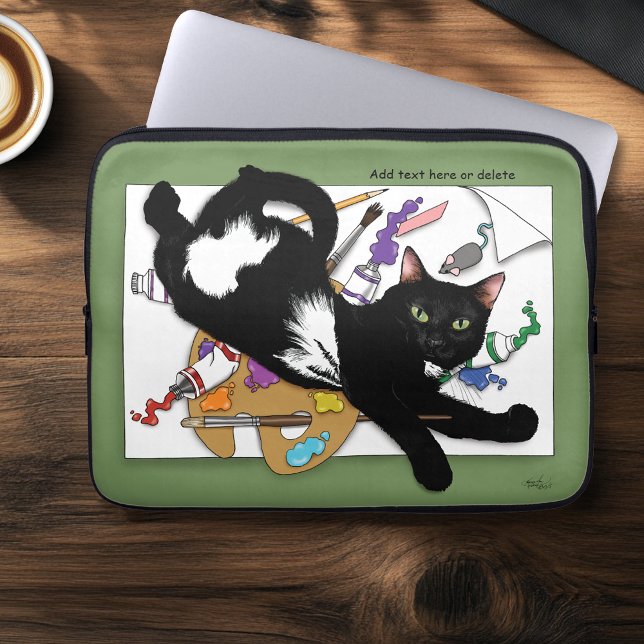 Artist's Black Cat Laptop Sleeve (Creator Uploaded)