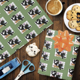Artist's Black Cat Wrapping Paper