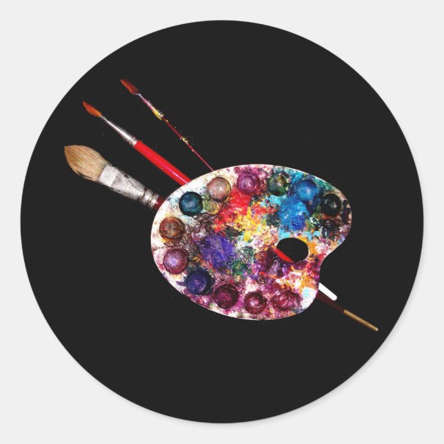 ARTIST'S COLOUR PALETTE CLASSIC ROUND STICKER (Front)