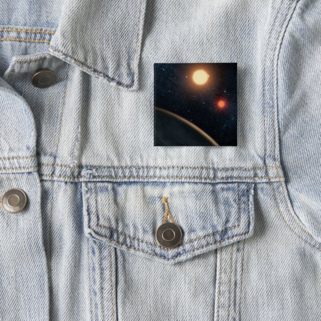 Artist's Concept Illustrating Kepler-16b. 2 Inch Square Button (In Situ)