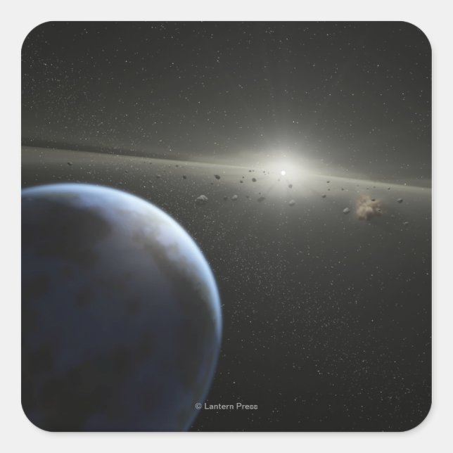 Artist's concept of an astroid belt Photograph Square Sticker (Front)