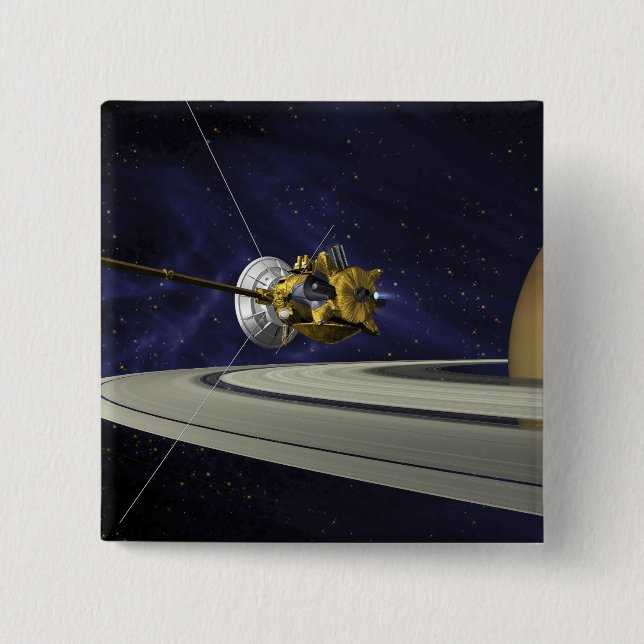 Artists concept of Cassini 2 Inch Square Button (Front)