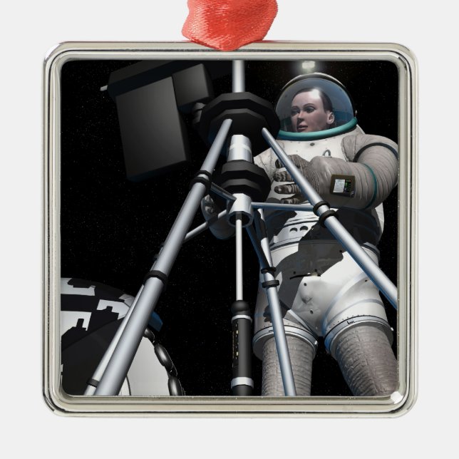 Artist's concept of future space exploration metal ornament (Front)
