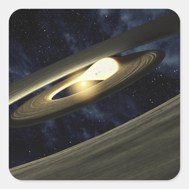 Artist's concept showing a lump of material square sticker (Front)