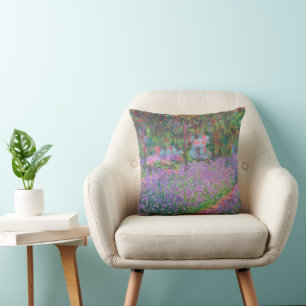 Artist's Garden at Giverny by Claude Monet Throw Pillow