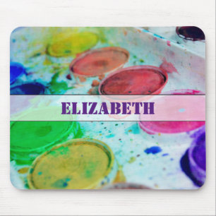 Artists Multicolored Watercolor Paint Palette Mouse Pad