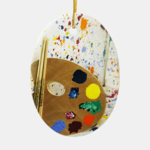 Artists Paint Splatter And Palette of Paint Ceramic Ornament