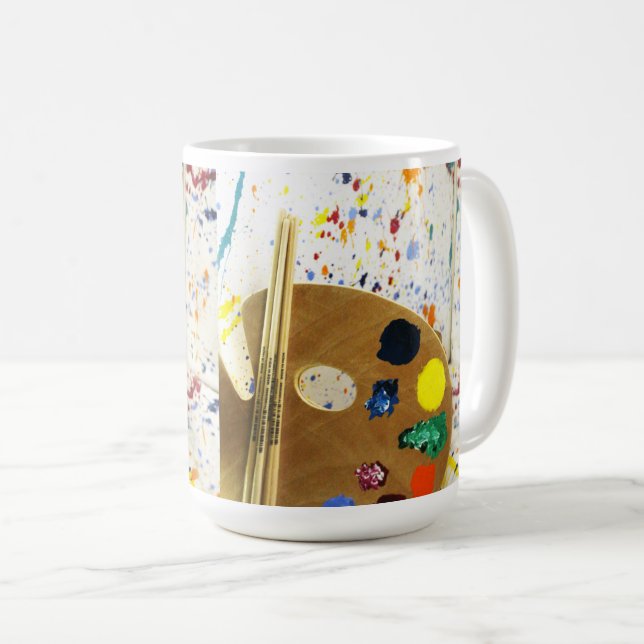 Artists Paint Splatter And Palette of Paint Coffee Mug (Front Right)