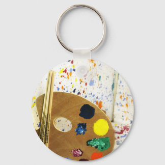 Artists Paint Splatter And Palette of Paint Keychain