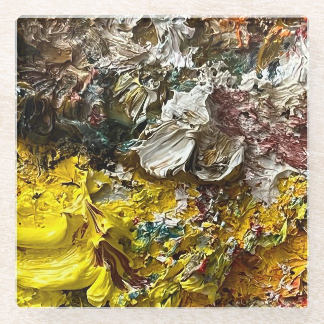 Artist's palette #1 glass coaster (Front)
