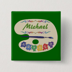 Artist's Pallet Name Badge 2 Inch Square Button