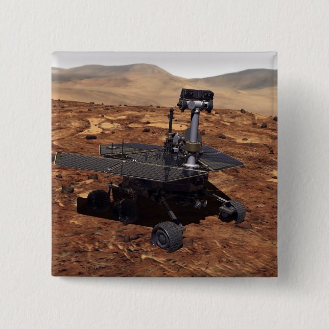 Artists rendition of Mars Rover 2 Inch Square Button (Front)