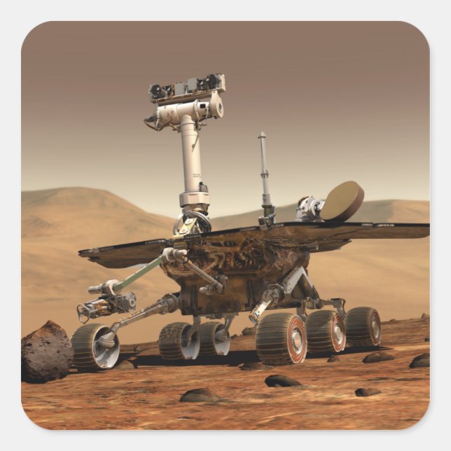 Artist's Rendition of Mars Rover Square Sticker (Front)