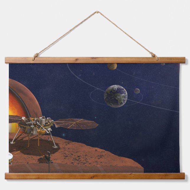 Artist's Rendition Of The Insight Lander. Hanging Tapestry (Front)