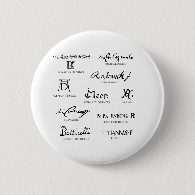 artists-signatures-No5-classical-artists 2 Inch Round Button (Front)