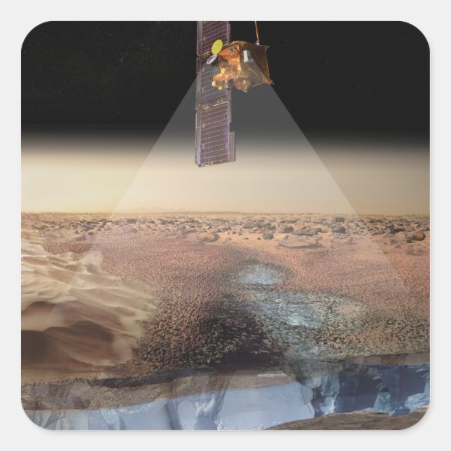 Artist's View of Odyssey Detecting Ice Square Sticker (Front)