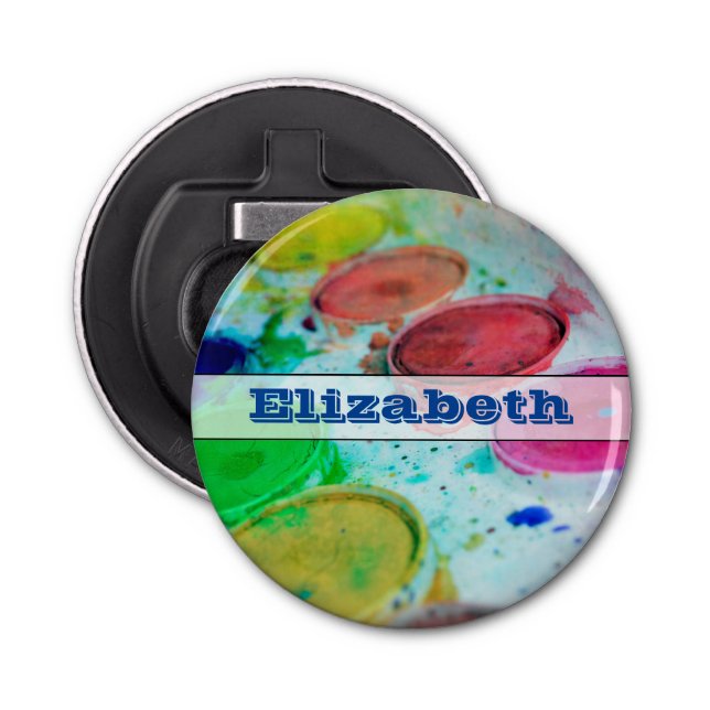 Artists Watercolor Paint Palette Personalized Bottle Opener (Front)