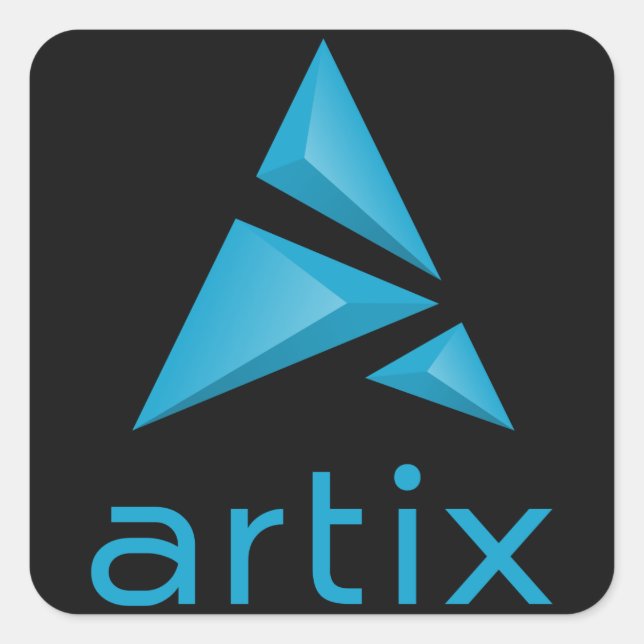 Artix logo brand name (vertical) dark background square sticker (Front)