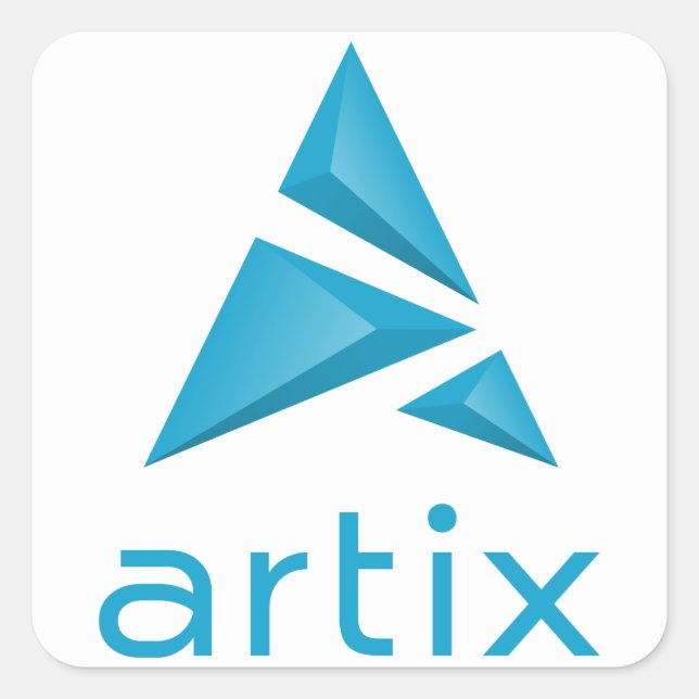 Artix logo brand name (vertical) white background square sticker (Front)