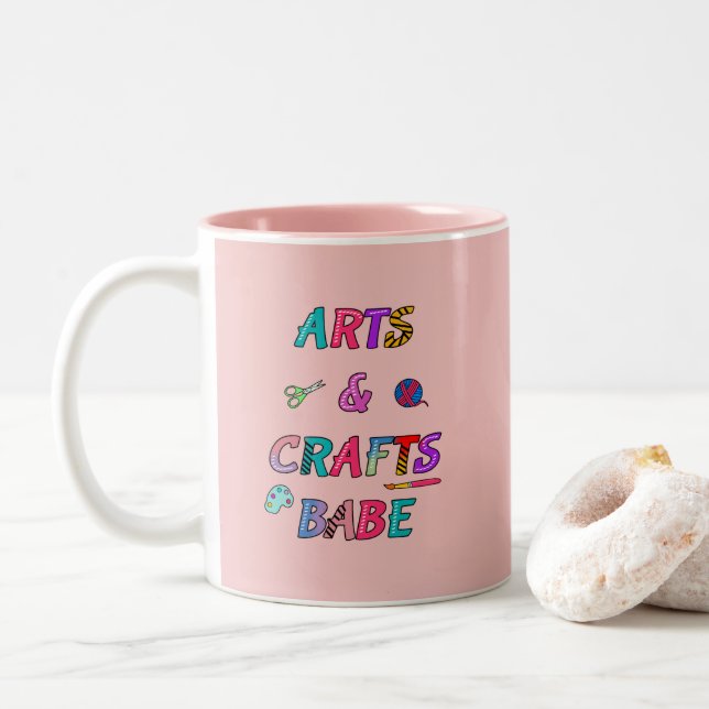 Arts and Crafts Babe Two-Tone Coffee Mug (With Donut)