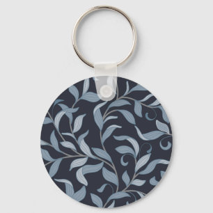 Arts and Crafts Blue Leaf Botanical Keychain