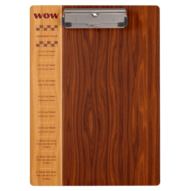 Arts and Crafts Cherry Wood - Quick Ref, Monograms Clipboard (Front)