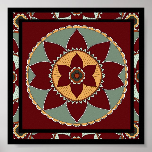 Arts and Crafts Flower Mandala-print Poster (Front)