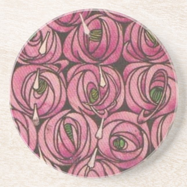 Arts and Crafts Pink Roses Coaster (Front)