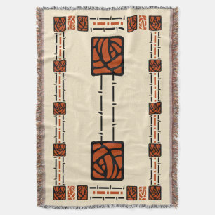 Arts and Crafts Style Briar Rose Pattern Throw Blanket