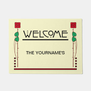 Arts And Crafts Style Personalized Welcome Doormat