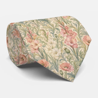 Arts and Crafts Vintage Botanical Pastel Necktie